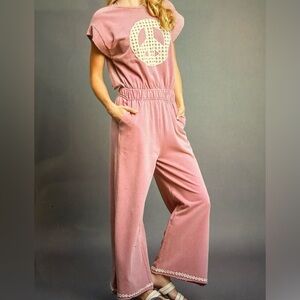 128. Womens Mineral Washed French Terry Jumpsuit